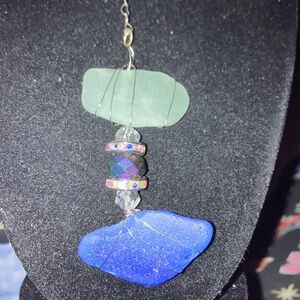 #113 handmade seaglass hanging necklace